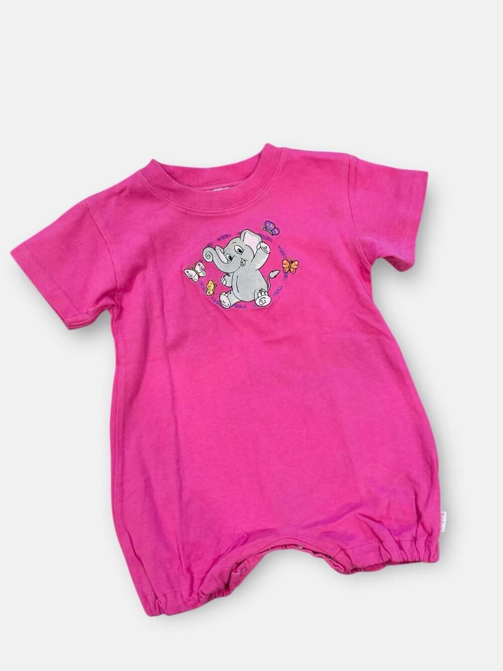 Vintage Rainforest Cafe Tuki the Elephant Pink Baby Romper 12M